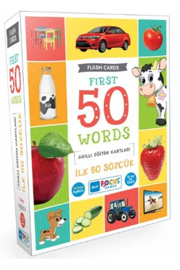 Blue Focus İlk 50 Sözcük - Akıllı Eğitim Kartları Blue Focus İlk 50 Sözcük - Akıllı Eğitim Kartları