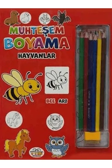Muhteşem Boyama - Hayvanlar + 6lı Boya Kalemi