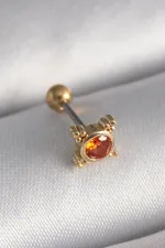 316L Çelik Gold Renk Turuncu Zirkon Taşlı Tragus Piercing 316L Çelik Gold Renk Turuncu Zirkon Taşlı Tragus Piercing