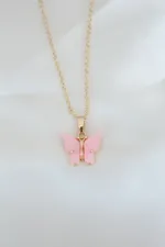 Gold Kaplama Pembe Sedefli Kelebek Kolye Gold Kaplama Pembe Sedefli Kelebek Kolye