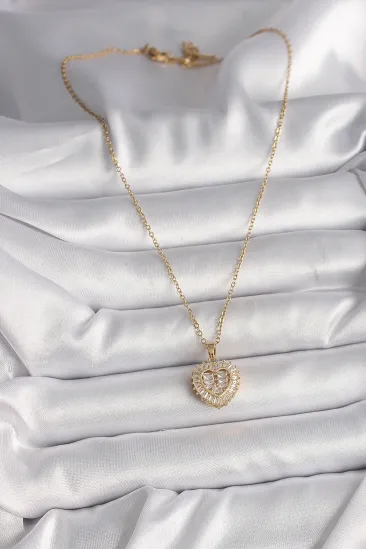 316L Çelik Gold Renk Zincir Zirkon Taşlı Kalp Model Kadın Kolye 316L Çelik Gold Renk Zincir Zirkon Taşlı Kalp Model Kadın Kolye
