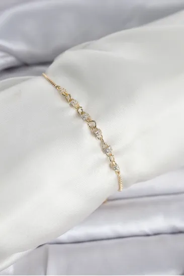 Gold Renk Zincir Model Zirkon Taşlı Pirinç Asansörlü Kadın Bileklik Gold Renk Zincir Model Zirkon Taşlı Pirinç Asansörlü Kadın Bileklik
