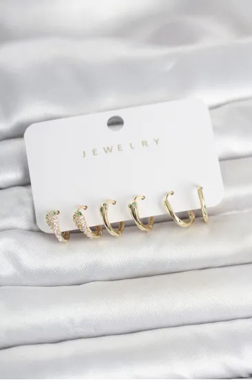 Pirinç Gold Renk Yılan Model Kadın Küpe Seti Pirinç Gold Renk Yılan Model Kadın Küpe Seti