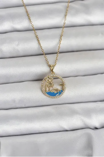 316L Çelik Zincir Gold Renk Zirkon Taşlı Deniz Temalı Kadın Kolye 316L Çelik Zincir Gold Renk Zirkon Taşlı Deniz Temalı Kadın Kolye