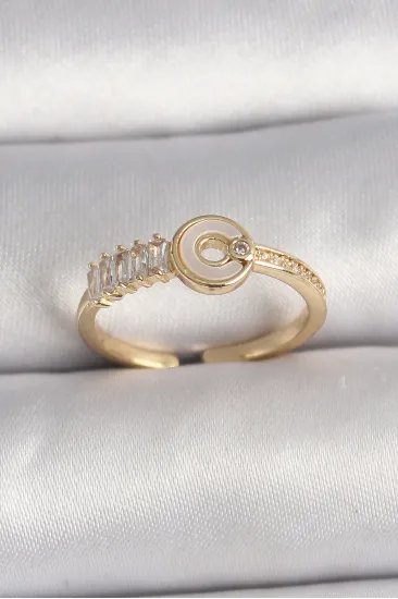 Pirinç Gold Renk Zirkon Taşlı Ayarlanabilir Kadın Yüzük Pirinç Gold Renk Zirkon Taşlı Ayarlanabilir Kadın Yüzük