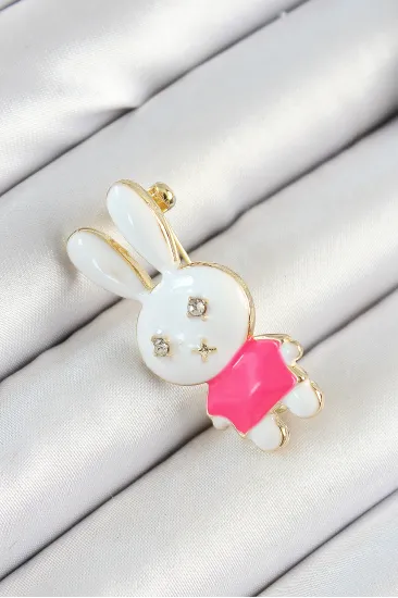 Zirkon Taş Detaylı Beyaz Ve Pembe 3D Tavşan Figürlü Kadın Broş Zirkon Taş Detaylı Beyaz Ve Pembe 3D Tavşan Figürlü Kadın Broş