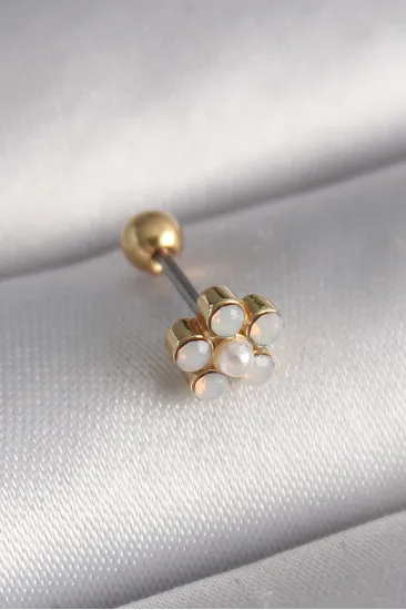 316L Çelik Gold Renk Zirkon Taşlı Çiçek Model Tragus Piercing 316L Çelik Gold Renk Zirkon Taşlı Çiçek Model Tragus Piercing