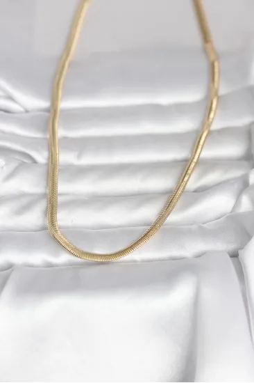 CM 14K Gold Renk Yassı Yılan Zincir Model 45 cm Kadın Kolye