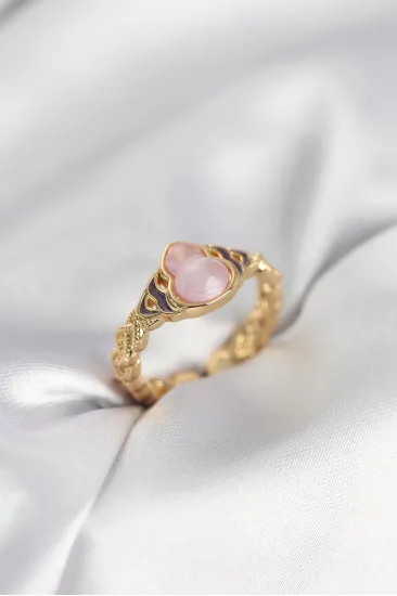 Gold Renk Pembe Damla Model Kadın Yüzük Gold Renk Pembe Damla Model Kadın Yüzük