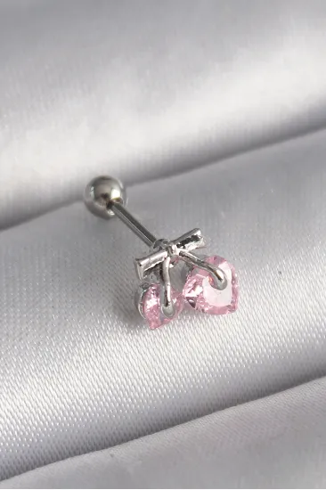 316L Çelik Gümüş Renk Pembe Zirkon Taşlı Kalp Tragus Piercing 316L Çelik Gümüş Renk Pembe Zirkon Taşlı Kalp Tragus Piercing