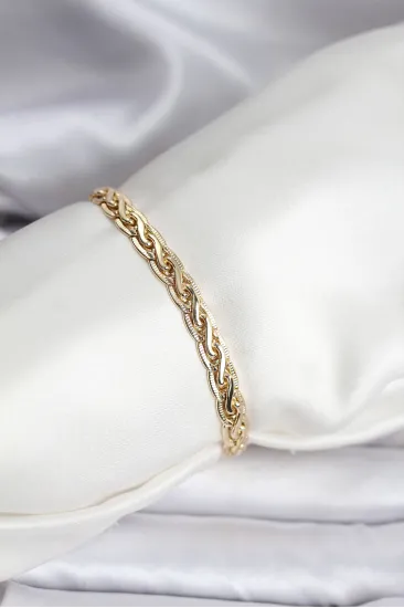 14K Gold Renk Kaplama Lazer Zincir Model CM Kadın Bileklik 14K Gold Renk Kaplama Lazer Zincir Model CM Kadın Bileklik