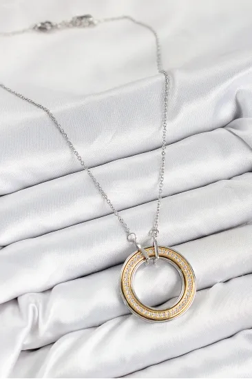 316L Çelik Zirkon Taşlı Dönen Daire Model Gold Ve Gümüş Renk Kadın Kolye 316L Çelik Zirkon Taşlı Dönen Daire Model Gold Ve Gümüş Renk Kadın Kolye