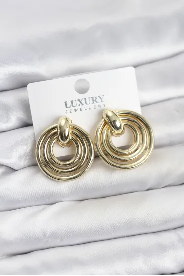 Gold Renk Pirinç Vintage Kadın Küpe
