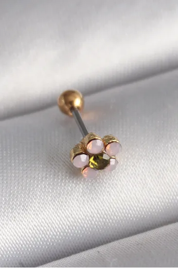 316L Çelik Gold Renk Zirkon Taşlı Çiçek Tragus Piercing 316L Çelik Gold Renk Zirkon Taşlı Çiçek Tragus Piercing