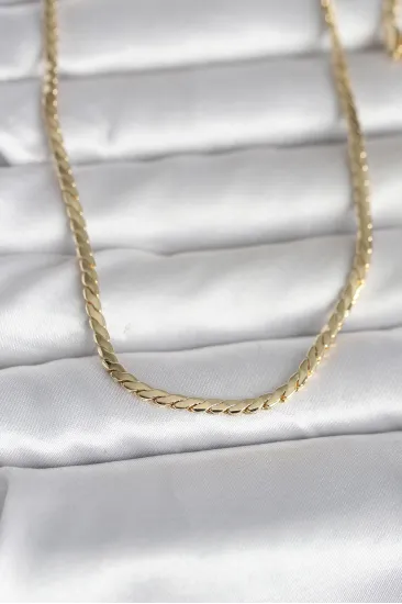CM 14K Gold Renk Yassı Model 60 cm Kadın Kolye CM 14K Gold Renk Yassı Model 60 cm Kadın Kolye