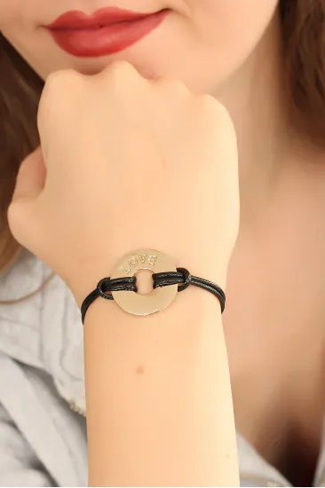 LOVE (Aşık) Siyah Deri İpli Unisex Mood Bileklik LOVE (Aşık) Siyah Deri İpli Unisex Mood Bileklik
