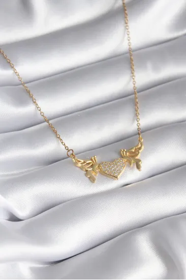 316L Çelik Gold Renk Zirkon Taşlı Kanatlı Kalp Model Kadın Kolye 316L Çelik Gold Renk Zirkon Taşlı Kanatlı Kalp Model Kadın Kolye