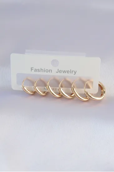 Pirinç Gold Renk Oval Küpe Seti Pirinç Gold Renk Oval Küpe Seti