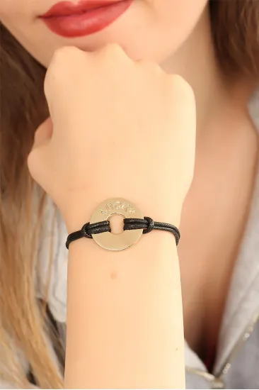 LUCKY (Şanslı) Siyah Deri İpli Unisex Mood Bileklik LUCKY (Şanslı) Siyah Deri İpli Unisex Mood Bileklik