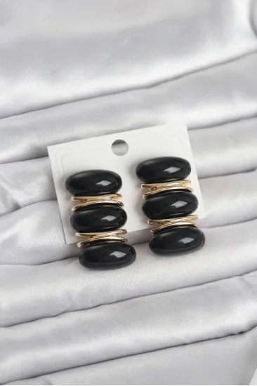Siyah Vintage Model Gold Renk Kadın Küpe Siyah Vintage Model Gold Renk Kadın Küpe