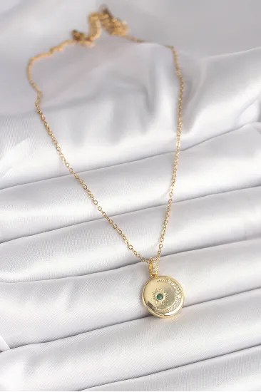 316L Çelik Gold Renk Zincir Zirkon Taş İşlemeli Hilal Yıldız İşlemeli Madalyon Model Kadın Kolye 316L Çelik Gold Renk Zincir Zirkon Taş İşlemeli Hilal Yıldız İşlemeli Madalyon Model Kadın Kolye
