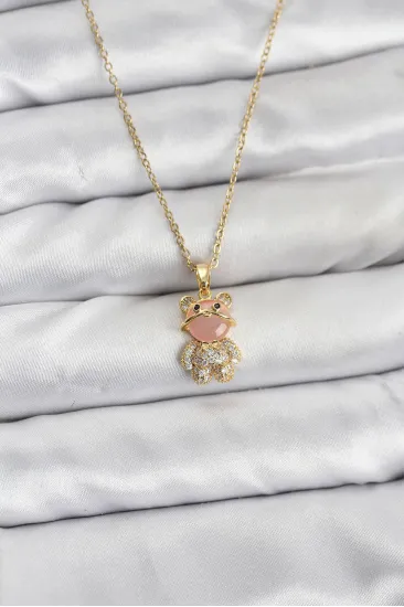 316L Çelik Zincir Gold Renk Teddy Bear Model Zirkon Taşlı Kadın Kolye 316L Çelik Zincir Gold Renk Teddy Bear Model Zirkon Taşlı Kadın Kolye