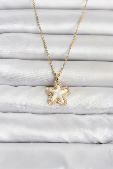 316L Çelik Zincir Gold Renk Deniz Yıldızı Model Kadın Kolye 316L Çelik Zincir Gold Renk Deniz Yıldızı Model Kadın Kolye