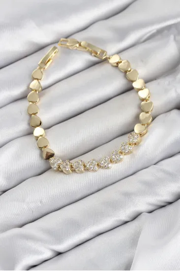 CM Kalp Model Zirkon Taşlı VIP Seri Gold Renk Pirinç Kadın Bileklik CM Kalp Model Zirkon Taşlı VIP Seri Gold Renk Pirinç Kadın Bileklik