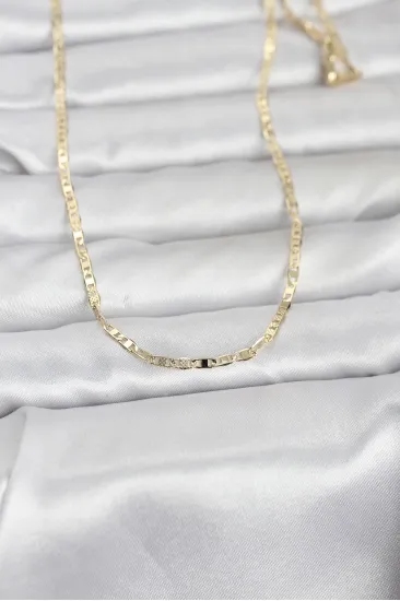 CM 14K Gold Renk Lazerli Yassı Model Zincirli 60 cm Kadın Kolye CM 14K Gold Renk Lazerli Yassı Model Zincirli 60 cm Kadın Kolye
