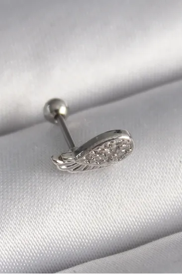 316L Çelik Gümüş Renk Zirkon Taşlı Kanat Tragus Piercing 316L Çelik Gümüş Renk Zirkon Taşlı Kanat Tragus Piercing