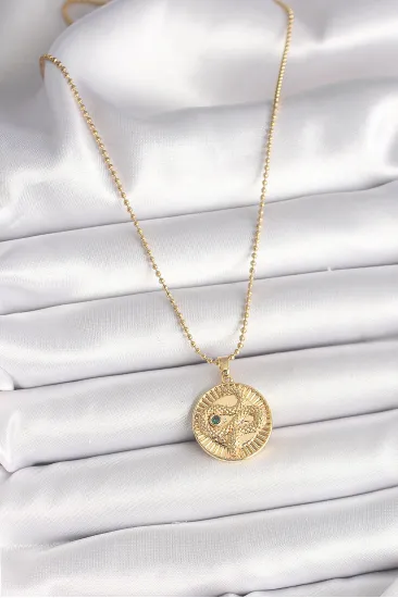 316L Çelik Gold Renk Topçuk Zincir Yılan İşlemeli Zirkon Taş Detaylı Madalyon Model Kadın Kolye 316L Çelik Gold Renk Topçuk Zincir Yılan İşlemeli Zirkon Taş Detaylı Madalyon Model Kadın Kolye