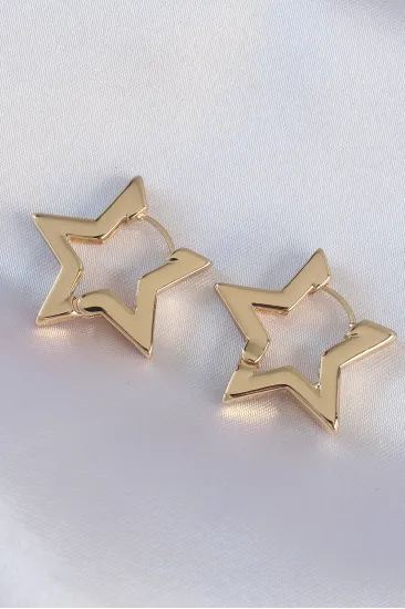 Pirinç Gold Renk Yıldız Küpe Pirinç Gold Renk Yıldız Küpe