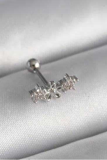 316L Çelik Gümüş Renk Zirkon Taşlı Çiçek Tragus Piercing 316L Çelik Gümüş Renk Zirkon Taşlı Çiçek Tragus Piercing
