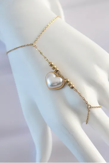 316L Çelik Gold Renk Beyaz Bubble Kalp Tasarımlı Şahmeran 316L Çelik Gold Renk Beyaz Bubble Kalp Tasarımlı Şahmeran