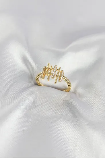 Gold Renk Zirkon Taşlı Sütun Model Kadın Yüzük Gold Renk Zirkon Taşlı Sütun Model Kadın Yüzük