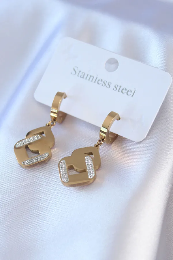 316L Çelik Gold Renk Zirkon Taşlı Kadın Küpe 316L Çelik Gold Renk Zirkon Taşlı Kadın Küpe