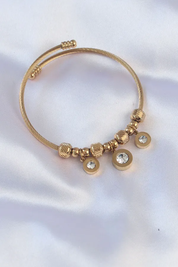 316L Çelik Gold Renk Zirkon Taşlı Model Charm Bileklik 316L Çelik Gold Renk Zirkon Taşlı Model Charm Bileklik