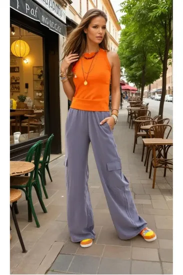 Kadın Kaliteli Yumuşak Kupra Kumaş Cepli Beli Lastikli Bol Paça Kargo Pantolon 3600308 Kadın Kaliteli Yumuşak Kupra Kumaş Cepli Beli Lastikli Bol Paça Kargo Pantolon 3600308