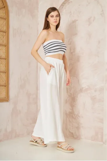 Kadın Beyaz Beli Lastikli Cepli Bol Paça Salaş Oversize Yumuşak Dokulu Rahat Pantolon 3391341 Kadın Beyaz Beli Lastikli Cepli Bol Paça Salaş Oversize Yumuşak Dokulu Rahat Pantolon 3391341