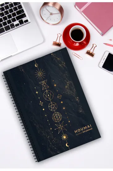 A5 Spiralli Defter 96 Sayfa Çizgisiz , Houmai Serisi Özel Koleksiyon No:3 Kalın Kapak