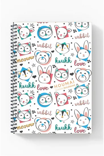 A5 Spiralli Defter 96 Sayfa Kareli, Houmai Serisi Özel Koleksiyonu, Karton Kapak A5 Spiralli Defter 96 Sayfa Kareli, Houmai Serisi Özel Koleksiyonu, Karton Kapak