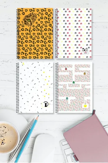 A5 Spiralli Defter 4'lü Set Kareli 96 Sayfa Karton Kapak ikonik Seri Okul Defteri A5 Spiralli Defter 4'lü Set Kareli 96 Sayfa Karton Kapak ikonik Seri Okul Defteri