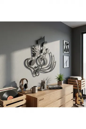 Modern Sol Anahtarı ve Katmanlı Nota Motifli Estetik Metal Duvar Panosu Modern Sol Anahtarı ve Katmanlı Nota Motifli Estetik Metal Duvar Panosu