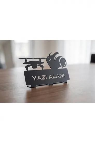 Kişiye Özel Hediyelik Fotoğrafçılık Dron Düğün Organizatör Tasarımlı Metal Masaüstü İsimlik