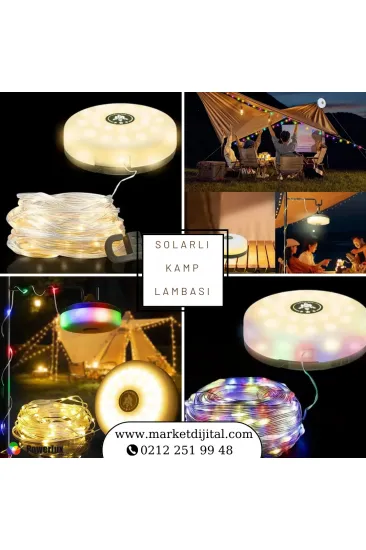 Güneş Enerjili Solarlı Kamp Lambası - ABS Siyah Outdoor