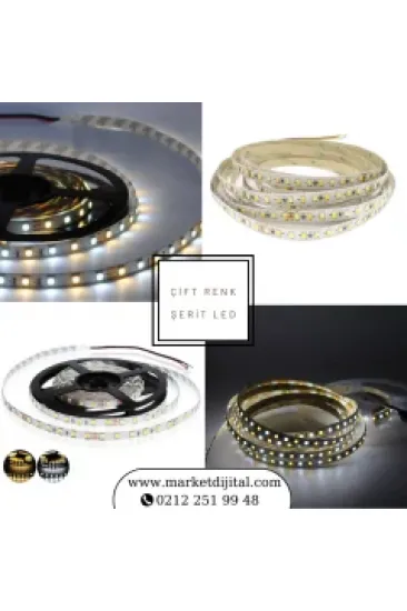 24V Çift Renk Şerit LED 192 LED/m Bakır PCB (2700K+6500K) 24V Çift Renk Şerit LED 192 LED/m Bakır PCB (2700K+6500K)