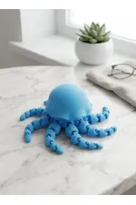 Sevimli Eklemli 3D Baskı Mavi Ahtapot
