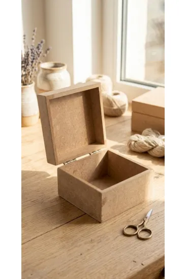 Ham Ahşap Ahşap Kutu / MDF Obje (10x10x7 cm) – Kendin Yap / Hobi Ham Ahşap Ahşap Kutu / MDF Obje (10x10x7 cm) – Kendin Yap / Hobi