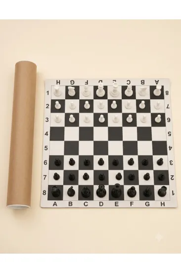 50x50 cm Taşınabilir Rulo Satranç Takımı - Özel Silindir Kutulu Büyük Boy Satranç Seti 50x50 cm Taşınabilir Rulo Satranç Takımı - Özel Silindir Kutulu Büyük Boy Satranç Seti