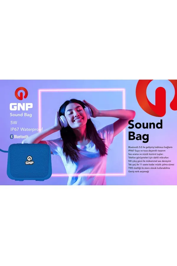 GNP Sound Bag Mavi Bluetooth Hoparlör GNP Sound Bag Mavi Bluetooth Hoparlör